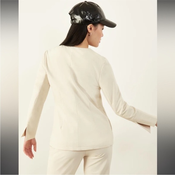 ADAY Strategy Blazer XS oat cream boxy jacket snap career Stretch Office neutral - Picture 3 of 13